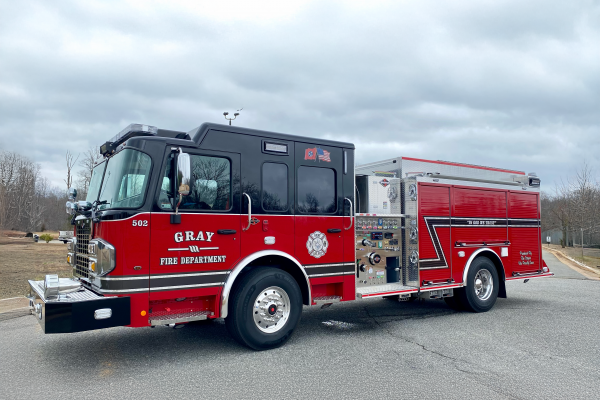 Gray Fire Department Side Mount Pumper